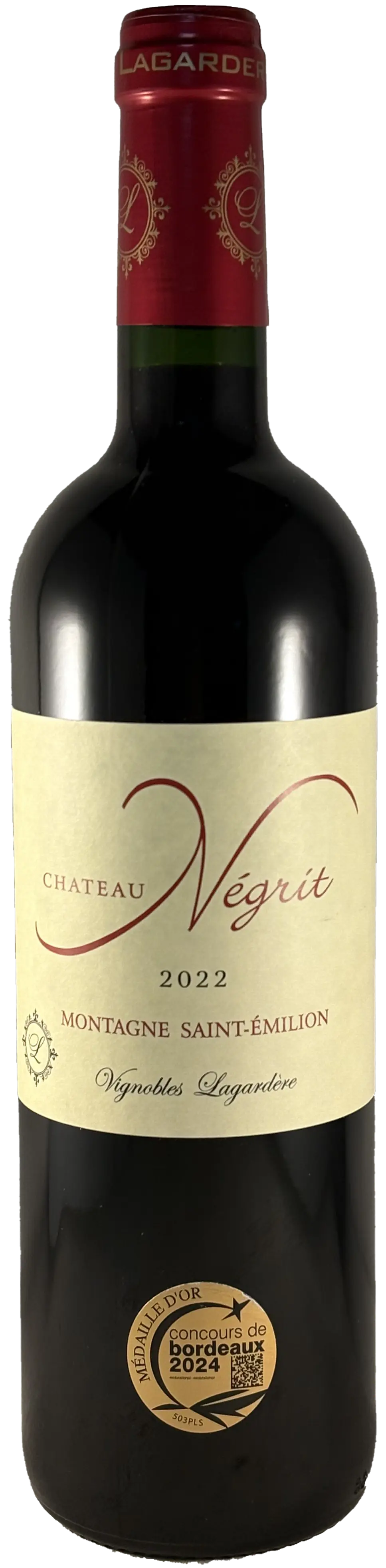 Ch NEGRIT 2022 AOP Montagne Saint Emilion Rouge 75 cl ct6 CRD Médaille Or Bordeaux